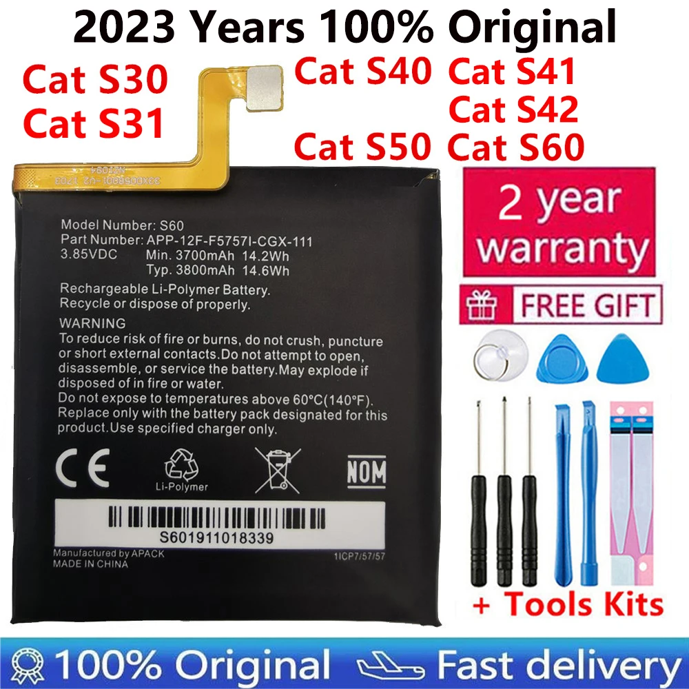 100% Оригинальный запасной аккумулятор для Caterpillar Cat S40 S50 S60 CUBA-BL00-S50-000 458002-S40 APP-12F-F57571-CGX-111