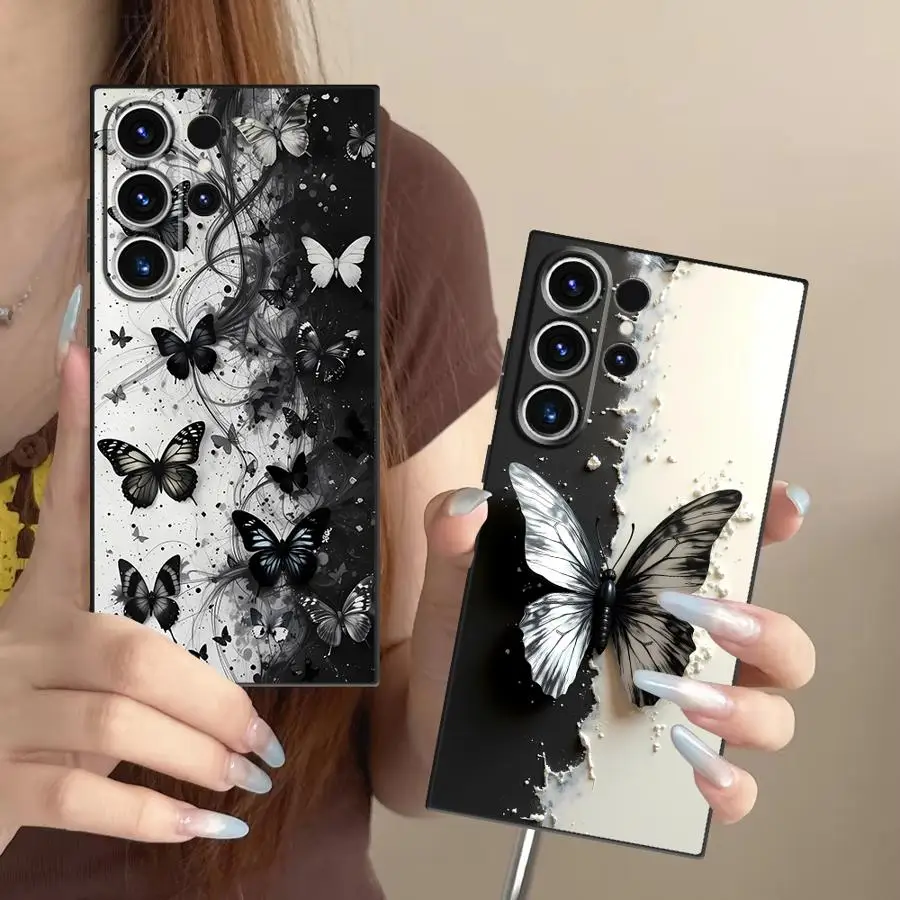 Фото Чехол для Samsung Galaxy S26 Ultra S10 S9 Note 20 8 9 10 S20 Ultra S25 Plus S21 FE S24 S23, чехол-накладка для телефона, черный, белый №3