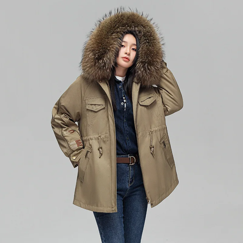 Pai Conquer пальто с мехом новая популярная зимняя женская куртка лисьим цельное