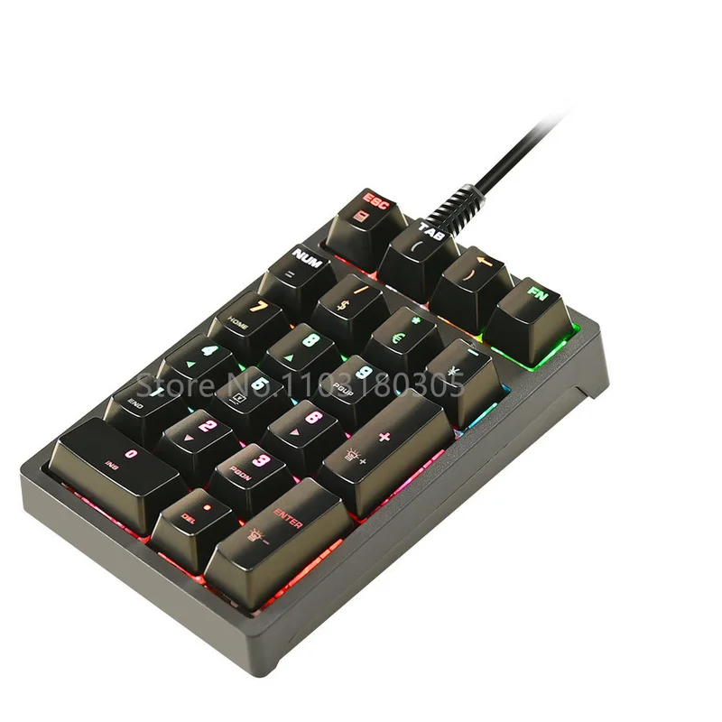 Новинка 21 клавиша цифровая клавиатура с зеленой осью Rgb эргономичная для