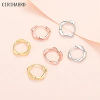 925 silver needle gold plated woman earring korean luxury jewelry unusual geometric twist hoop small ring earrings gift wholesal