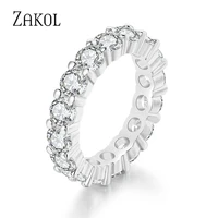 zakol classic geometric round 4 mm cubic zirconia engagement ring for women simple bridal wedding couple rings