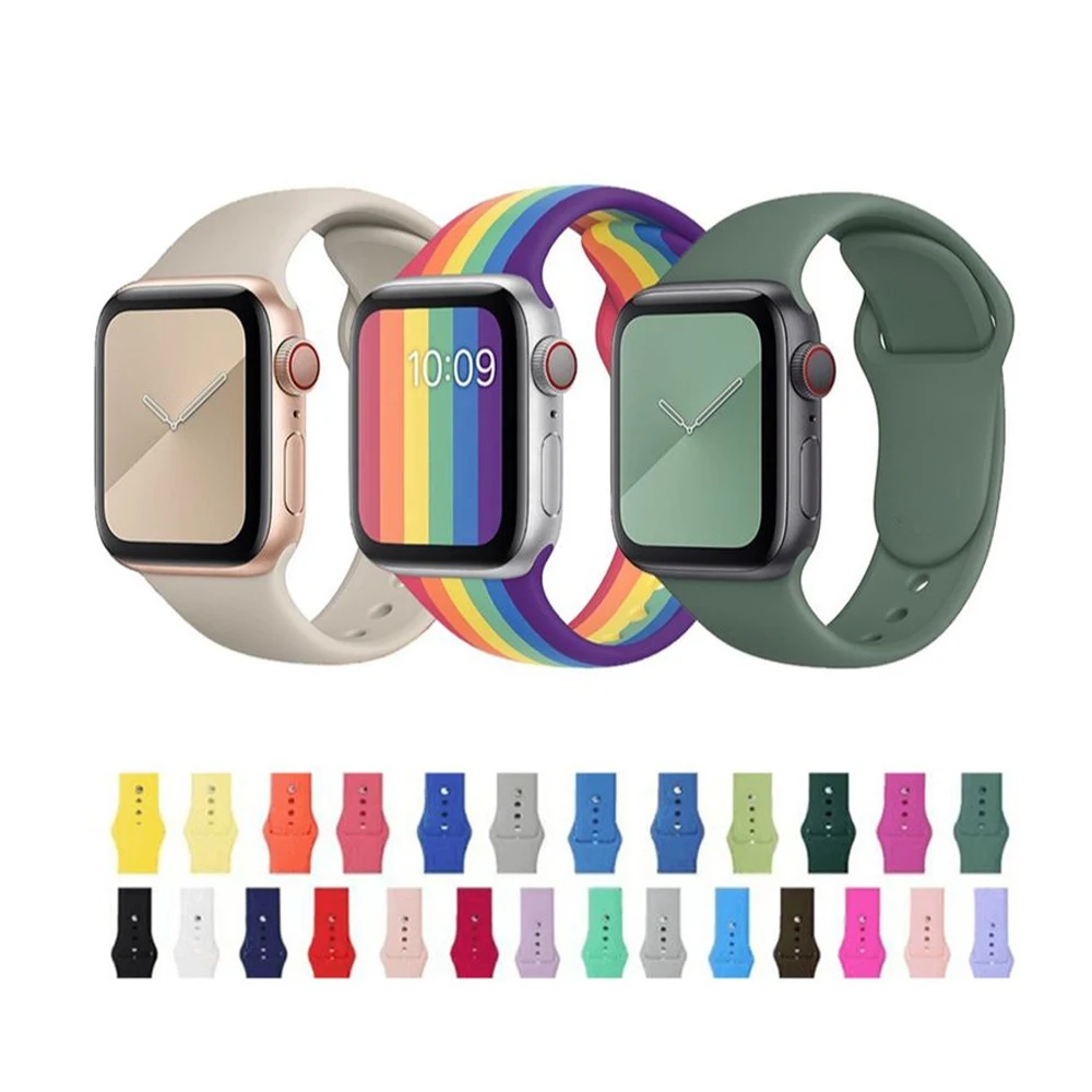 

Ремешок силиконовый для Apple watch band 44 мм 42 мм, браслет для смарт-часов, 40 мм 38 мм, для apple Watch 6 SE 5 4 3 2