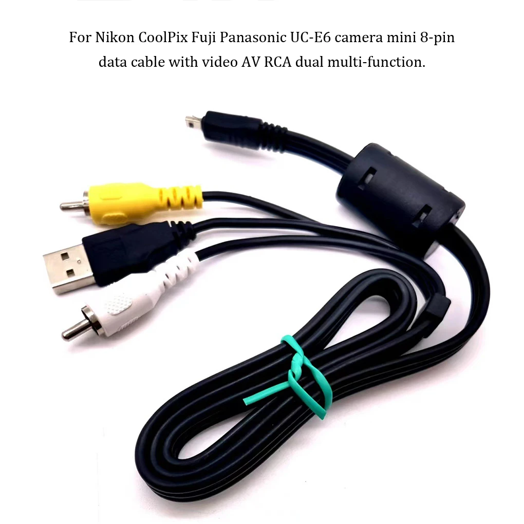 

UC-E6 Camera 8 Pin USB Data Cable Video AV RCA Output Cord Data Cords Portable Lightweight SLR Charger Cables Easy Installment