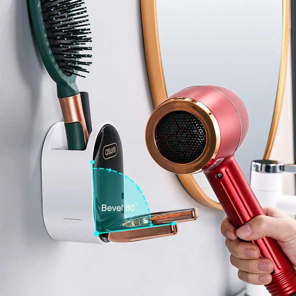 

Подвесной Держатель для фена без перфорации, складной держатель для ванной, водонепроницаемая стойка для хранения щетки, бритвы, душа, пари...