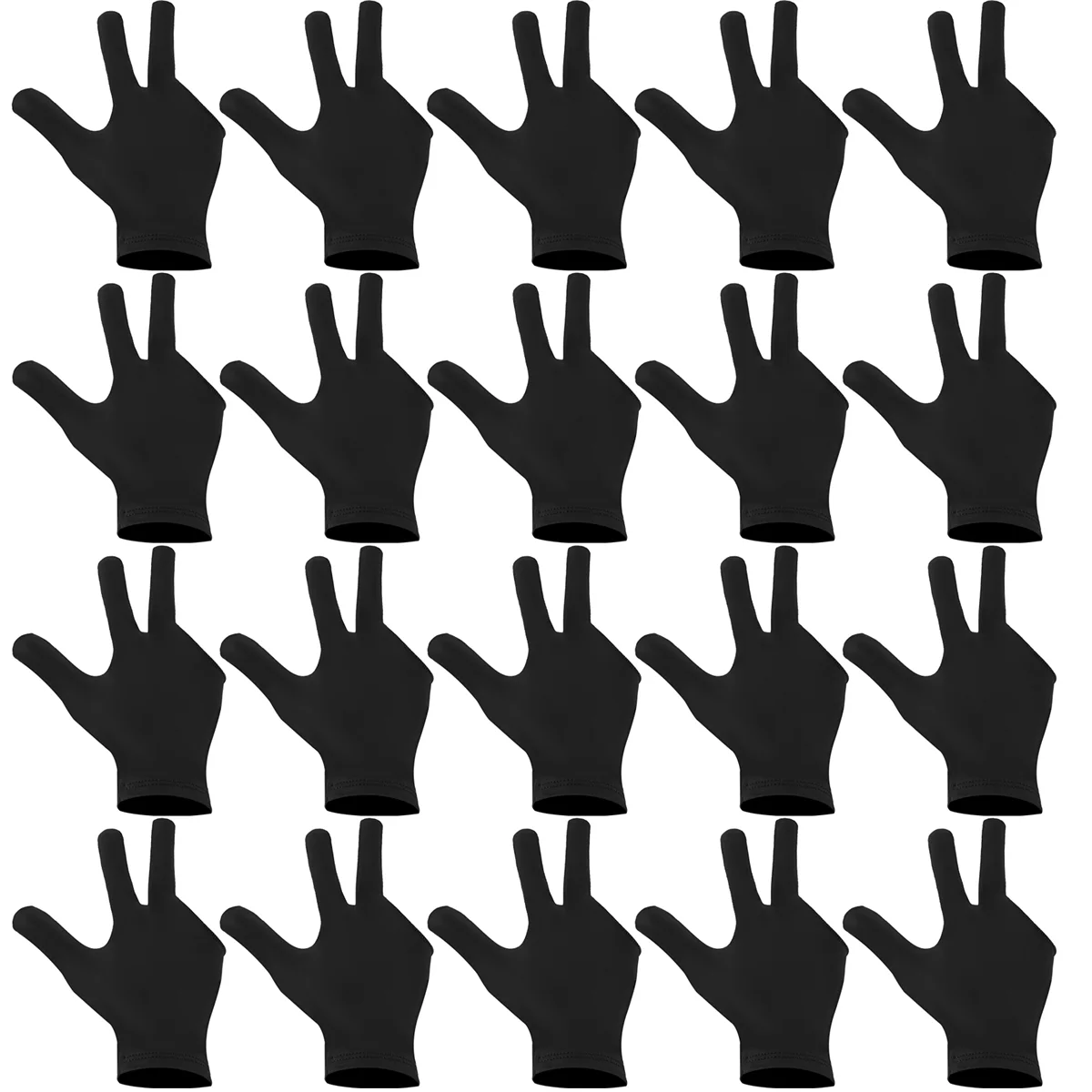 20 шт. дышащие перчатки для снукера левой и правой руки кия с 3 пальцами женщин