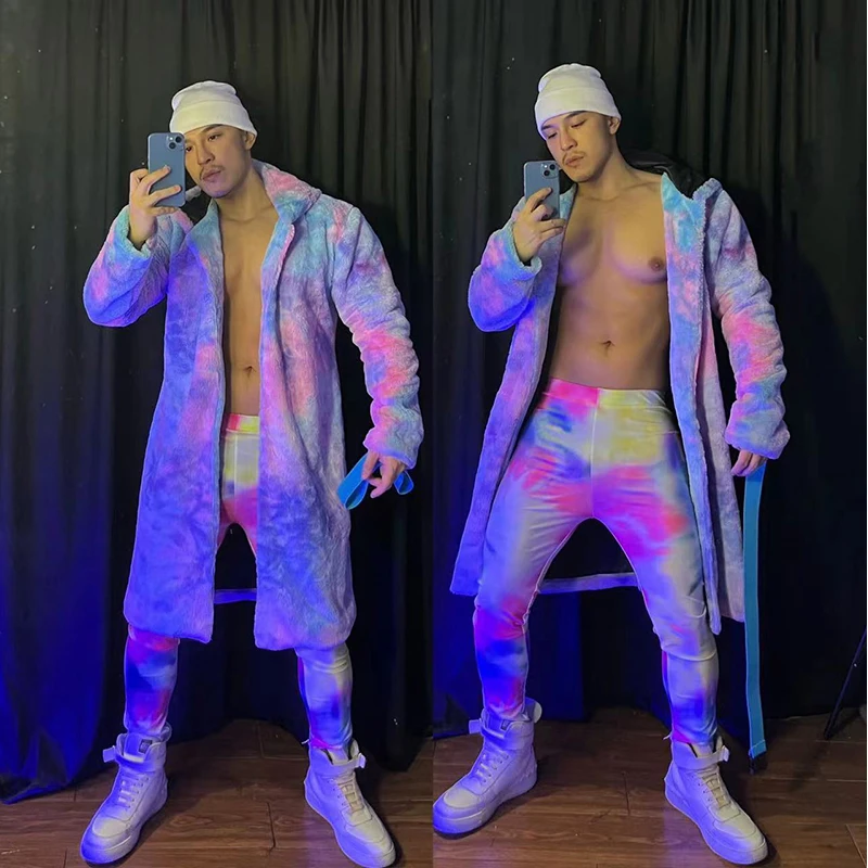 

Muscle Man Nightclub Tie Dye Dancewear Gogo Dancer Outfit Party Rave Clothes Festival Clothing Dancing Stage Costume
