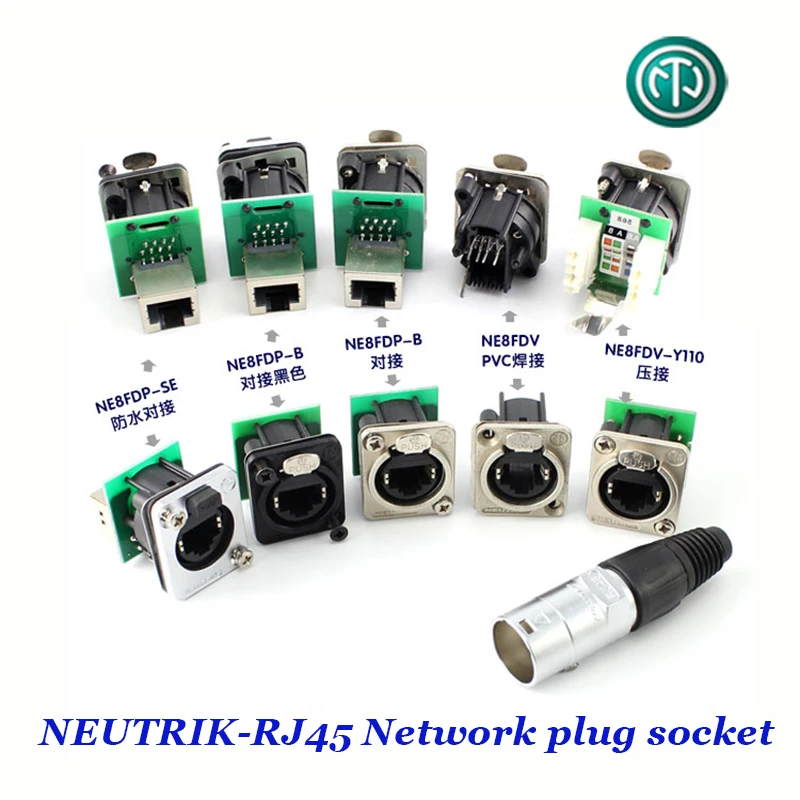 Сетевая двойная Стыковая розетка RJ45, большой дисплей, сеть NE8FDP RJ45, сетевая печатная плата, байонетное крепление, обжимное крепление
