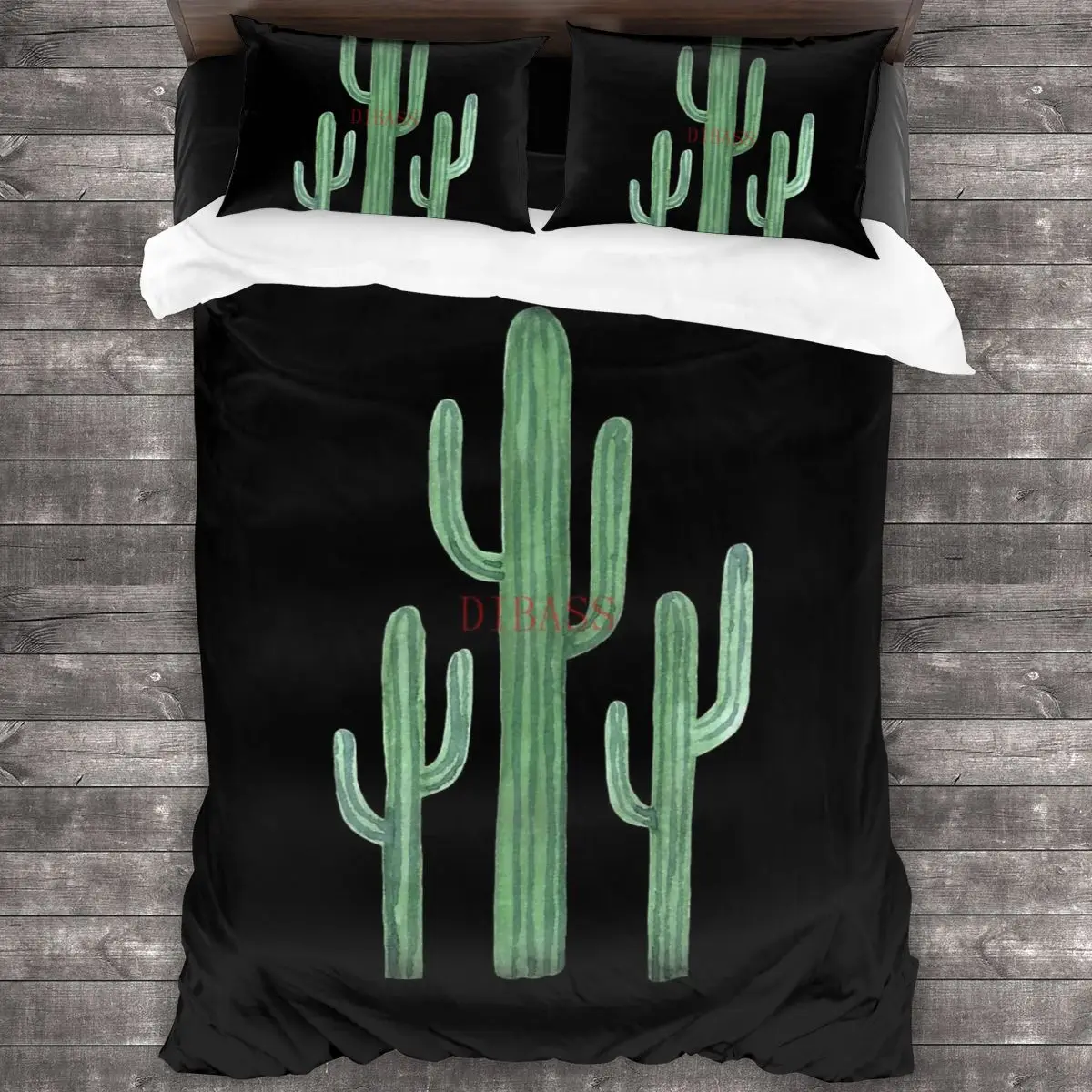 

Three Beautiful Green Cacti Succulent Soft Microfiber Comforter Set with 2 Pillowcase Quilt Cover With Zipper Closure