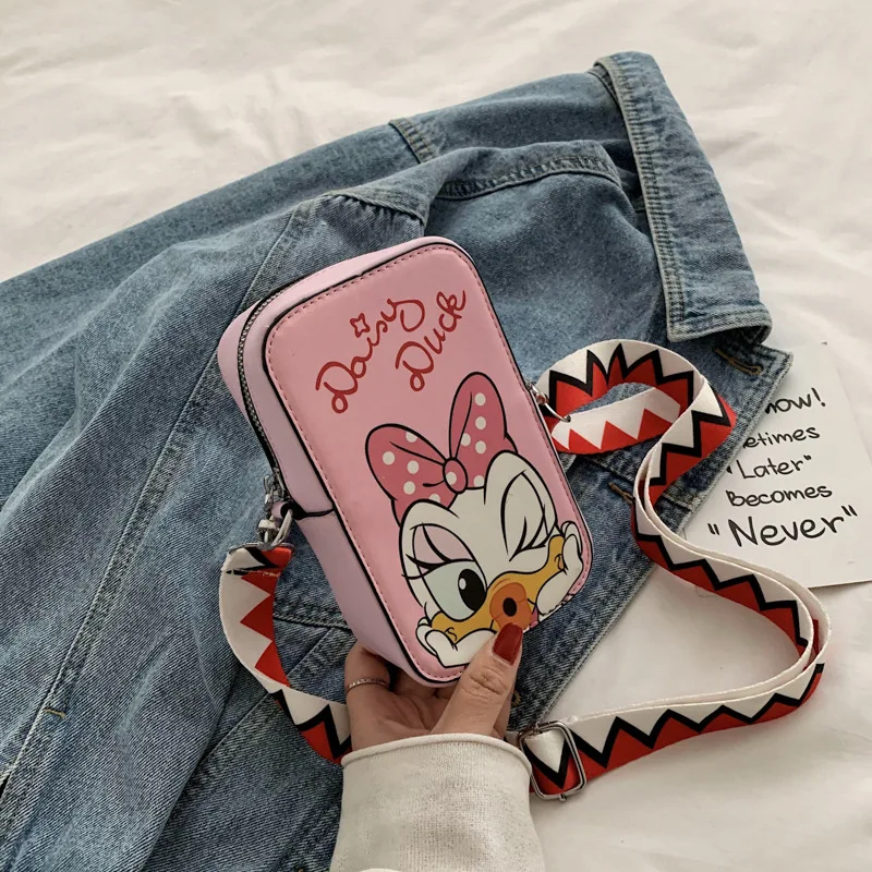 Disney Women Bag Girls Shoulder Bag Crossbody Bag Cute Cartoon Mickey Mouse Donald Duck Print Baby Phone Bag Mini Coin Purse
