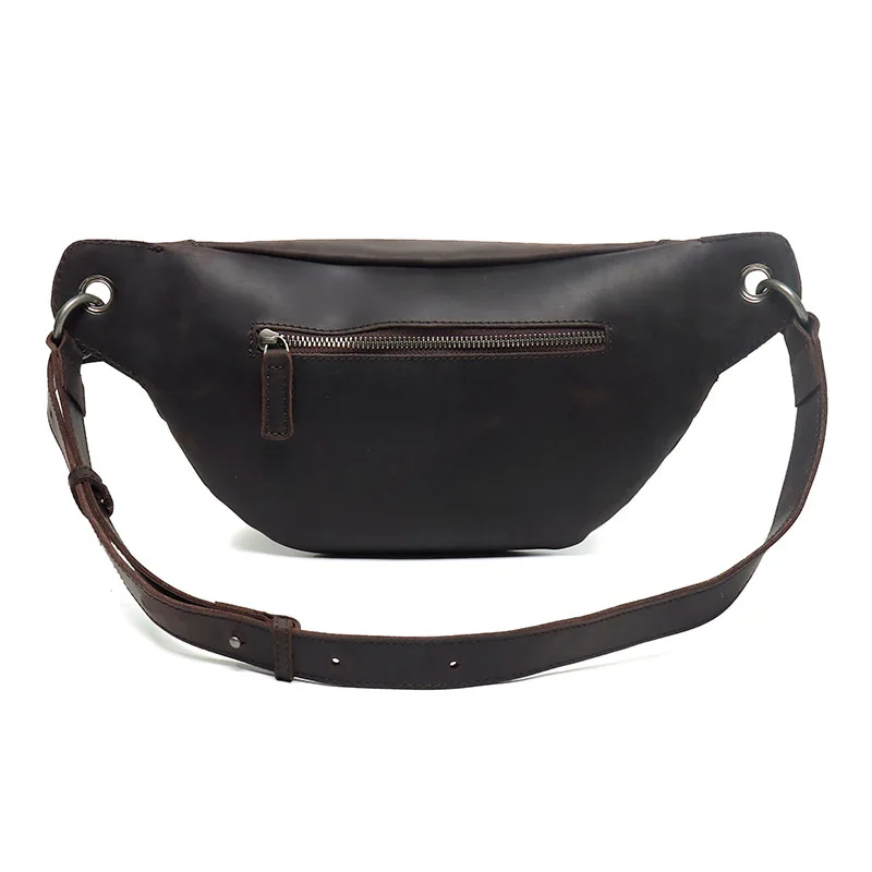 Multi Functional Genuine Leather Men's Waist Bag Outdoor Sports and Leisure Cowhide Crossbody Chest Bag Retro Men's Bag