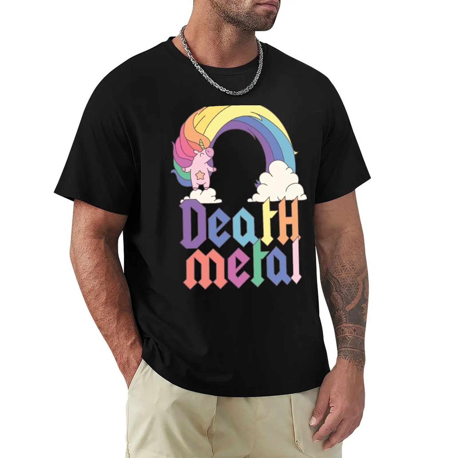 Забавная металлическая Милая футболка с единорогом для любителей рок