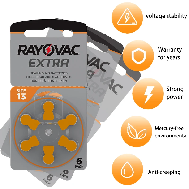 Hearing Aid Battery 60PCS RAYOVAC EXTRA Zinc Air Batteries 1