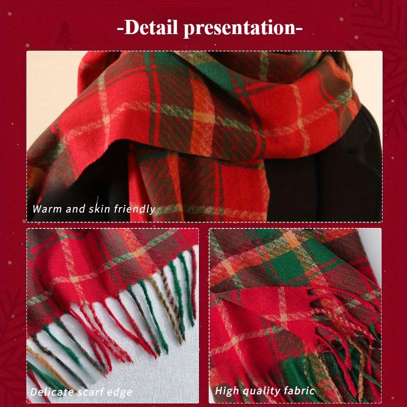 Новый классический красный клетчатый шарф зимняя шаль кашемировая имитация