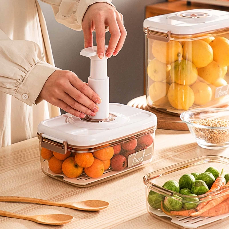 

Durable Fruits Vegetables Vacuum Sealer Case with Pump Reusable Kitchen Supplies