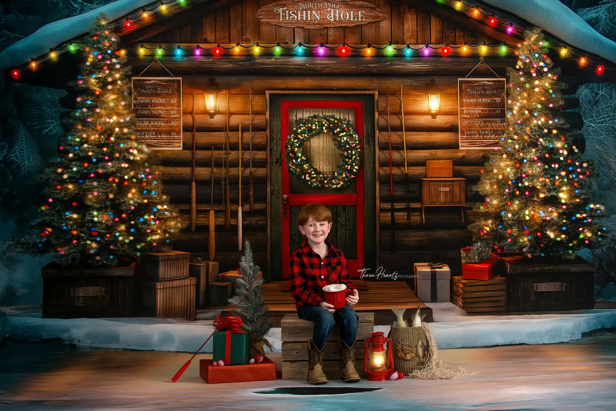 Фон для фотосъемки с изображением зимнего озера