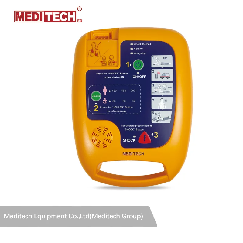 Фото Сертифицированный CE дефибриллятор Meditech AED Defi 5S Plus с поддержкой нескольких языков, 2 сменными и интегрированными электродами для взрослых и детей. №4