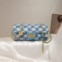 blue bags for women 2022 new fashion all match camellia chain golden ball shoulder messenger bag cylinder luxury designer mini