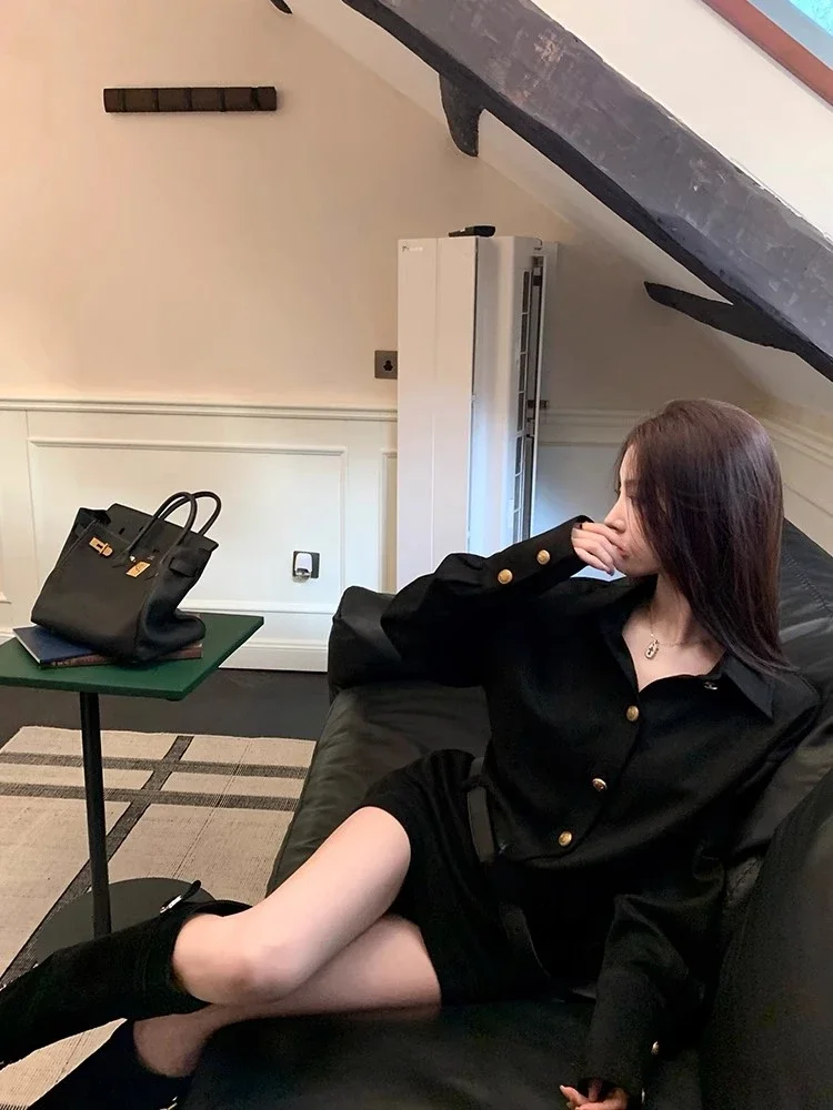 MiiiiX платье-рубашка с воротником-поло и длинными рукавами для женщин осень 2023