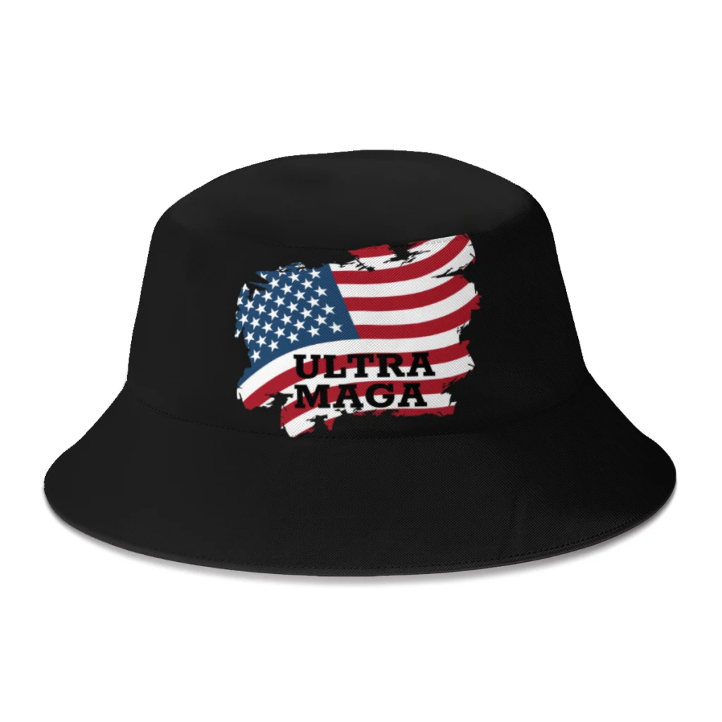 

Новинка 2022, летняя Панама с американским флагом Ultra Maga для женщин и мужчин, уличные складные шляпы в виде Боба и рыбалки для девушек