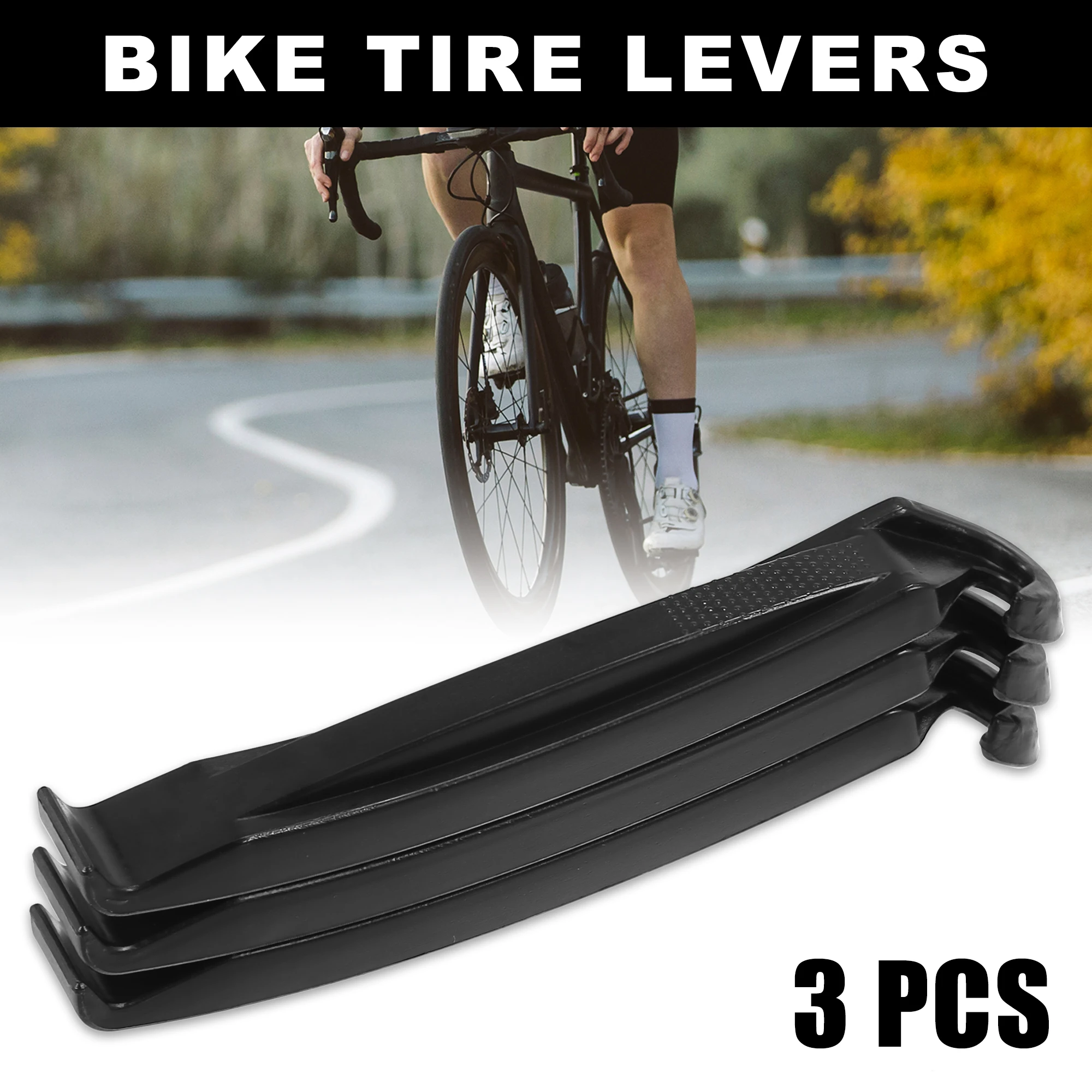 

X Autohaux 2/3pcs Bicycle Small Nylon Tire Repair Tyre Lever Tire Wrench with Hook Tire Repair Tool Black