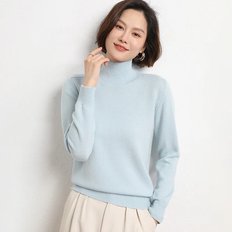 

Autumn And Winter Cashmere Women's Turtleneck Loose Pullover Sweater Basic Style All-Match Knitted Sweater