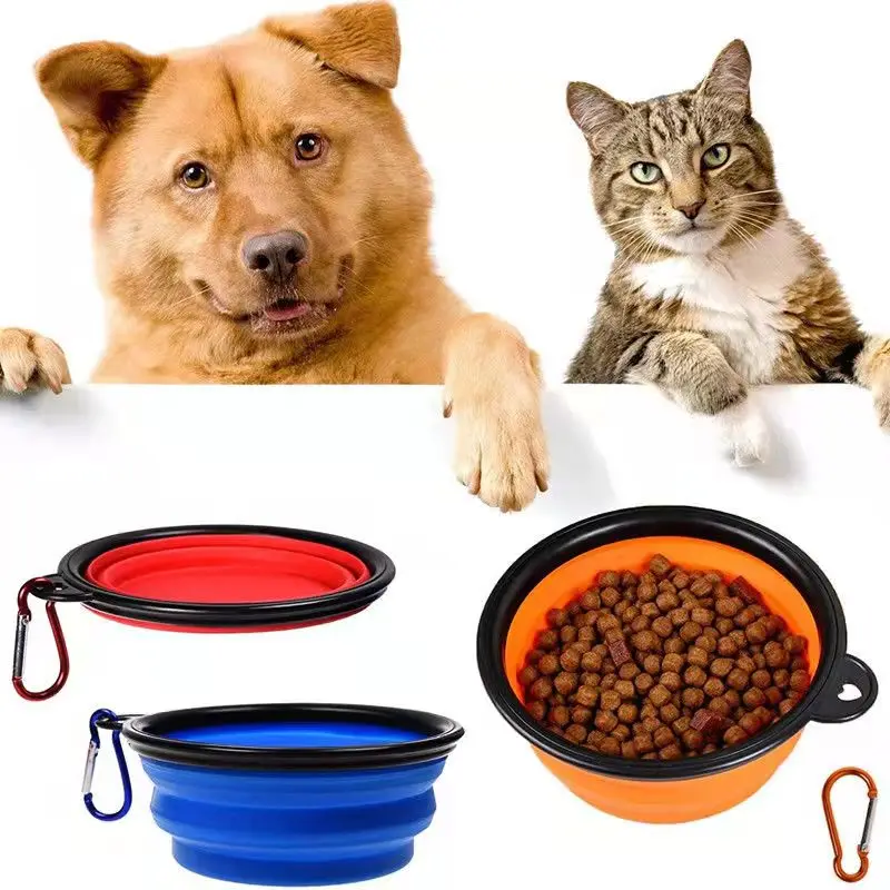 

Pet Dog Cat Food Container Folding Bowl Silicone Outdoor Walking Puppy Pet Travel Water Bottle Travel Dog Cat Bowl
