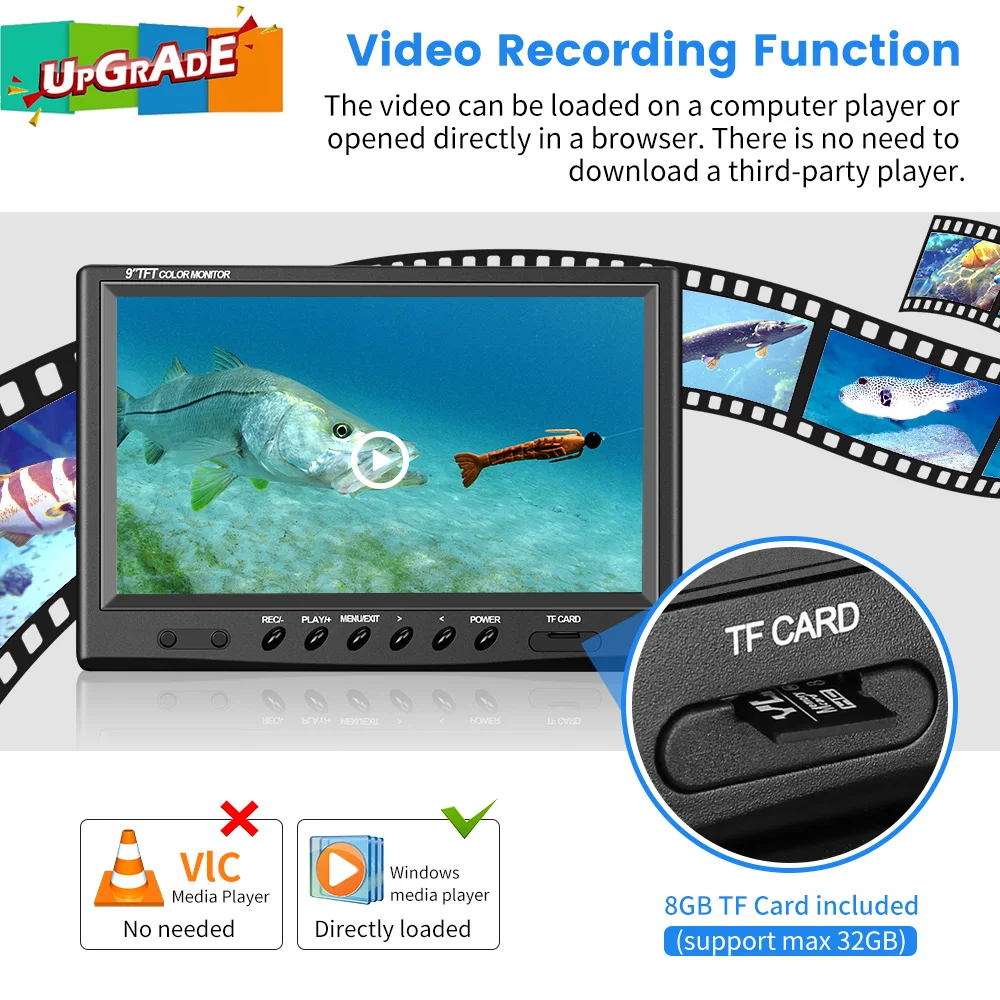 Eyoyo-Новый комплект эхолота с поддержкой функции DVR 9-дюймовый дисплей 1024x600