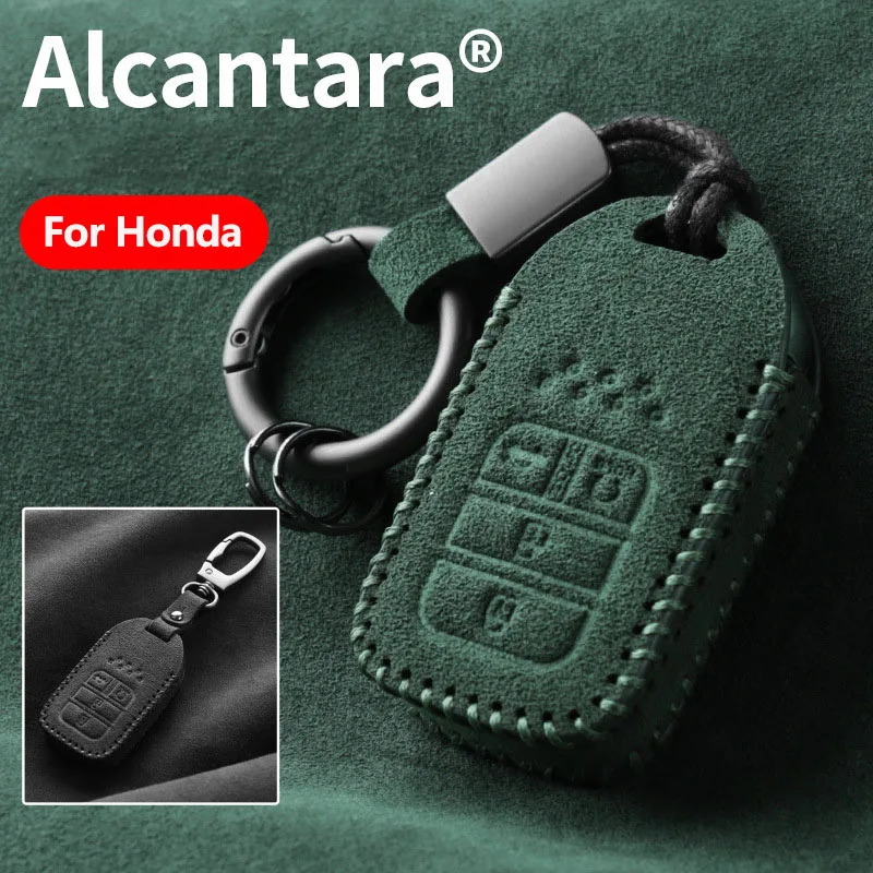 

Ushilife Alcantara Suede Car Key Case Cover Protector Shell KeyChain For Honda Accord Civic CRV Pilot Fit Freed Odyssey Vezel