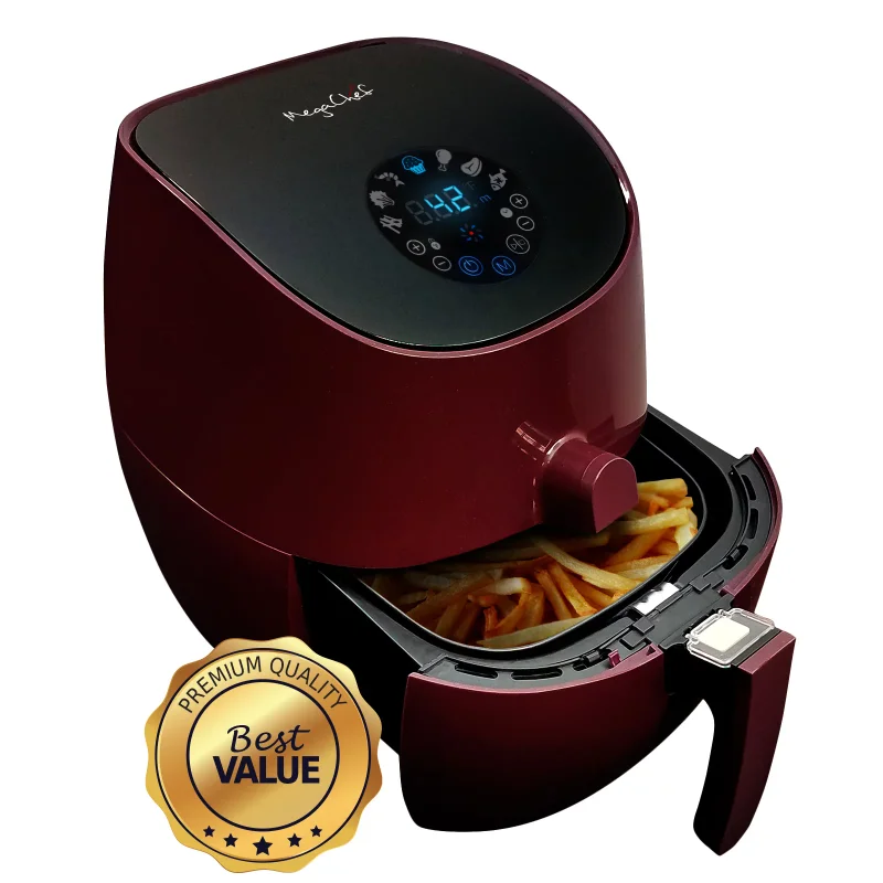 3.5 Quart Air fryer And Multicooker With 7 Pre-programmed Settings in Burgundy