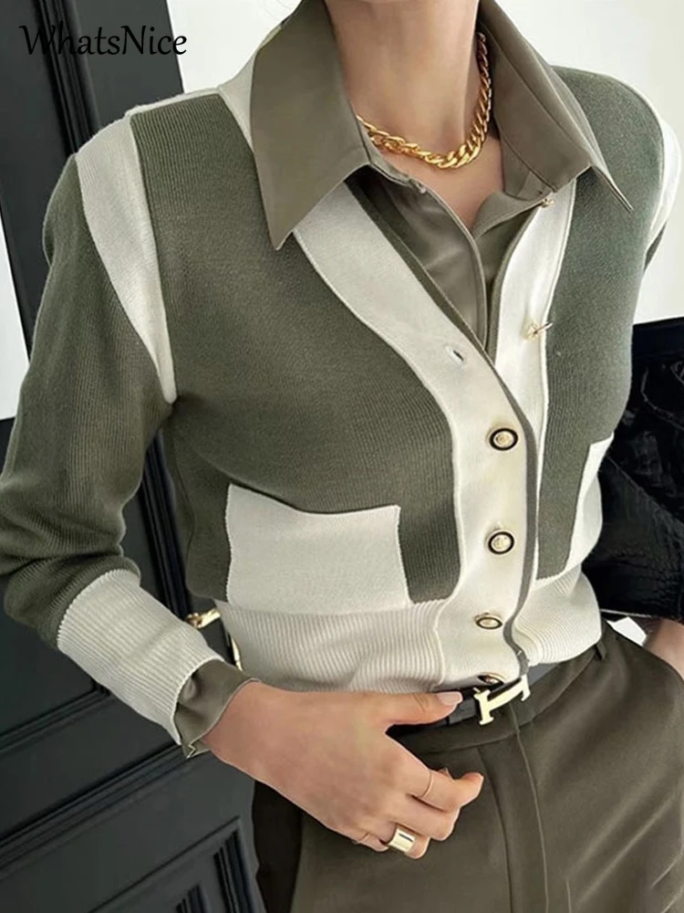 

Женский трикотажный кардиган в Корейском стиле, Модный Цветной контрастный вязаный укороченный топ в офисном стиле, Милый Винтажный Повсед...