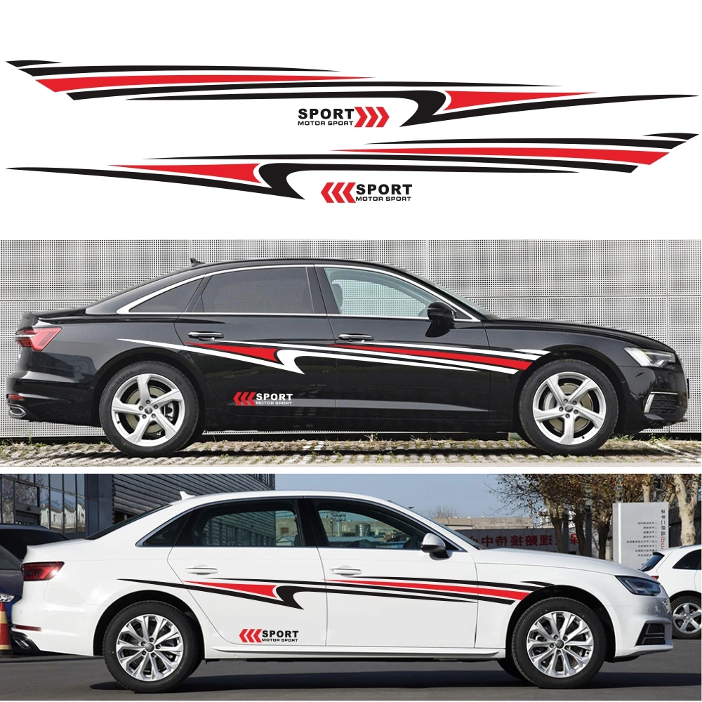 

Personality Car Body Waist Line Both Sides Sport Stickers For Decoration Decals Film For Universal Car Auto Products Automobile