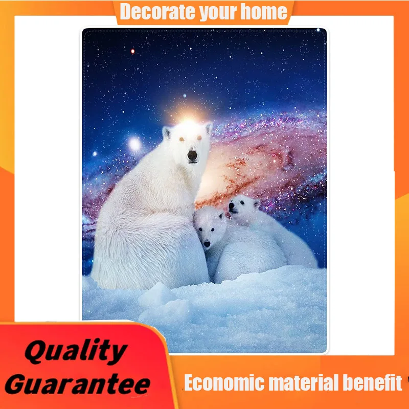 

Yisumei Blanket Blankets Soft Flannel Soft Fleece Blanket Bed Throw Polar Bear Galaxy, Polyester, White huggle blanket store