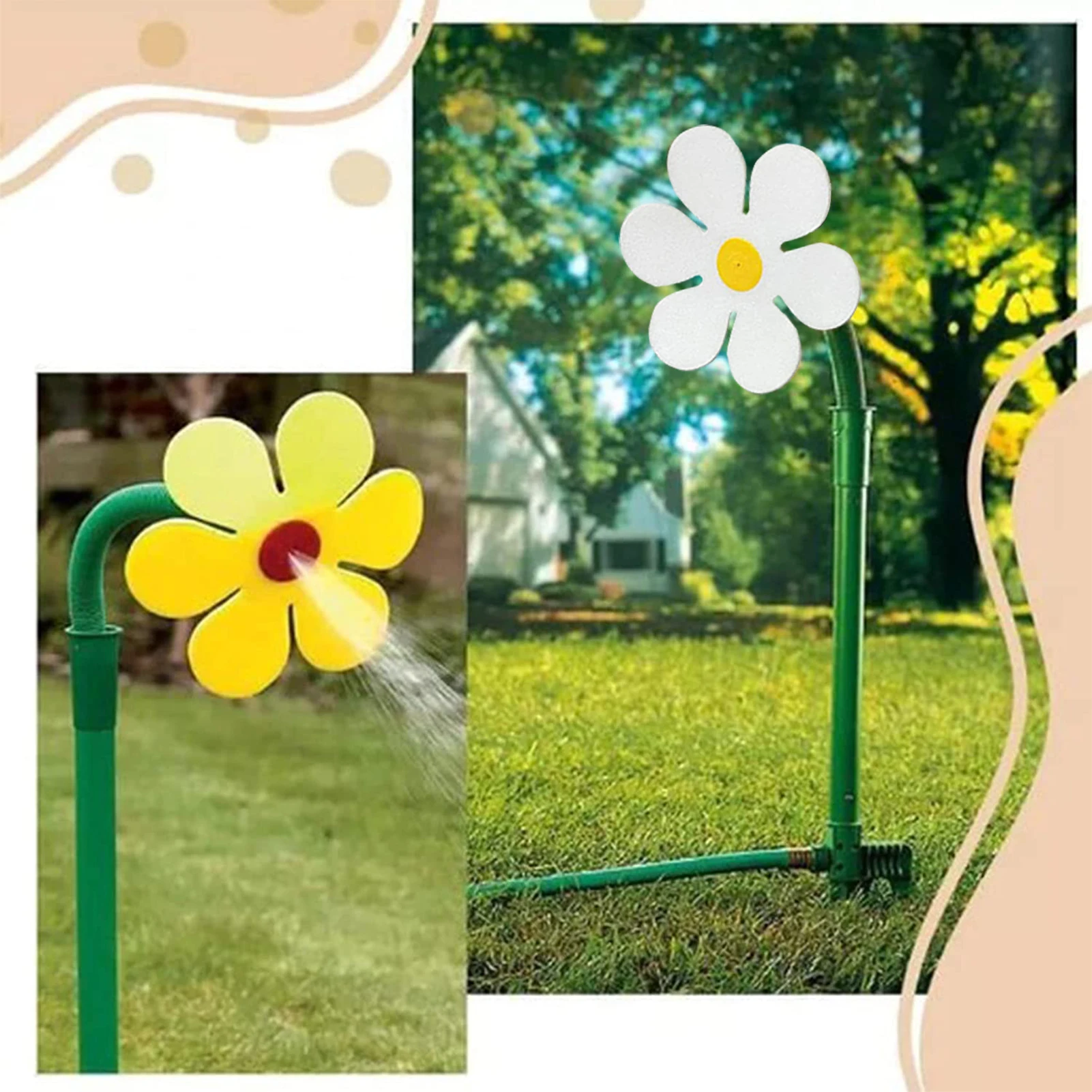 

Crazy Flower Shaped Garden Sprinkler 720 Degree Rotating Yard Sprinklers Funny Dancing Sun Flower Daisy Lawn Watering Sprinkler