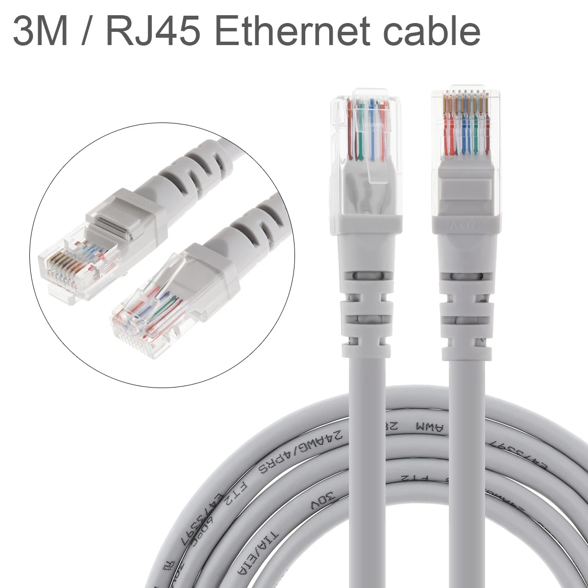 

3M/ 9.84Ft CAT6 Pure Copper Ethernet High Speed 8P8C Round Wire RJ45 Network LAN Cable for Computer Router/ Modem/ Interchanger