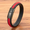 Black & Red Braided Rope Leather Bracelet 1