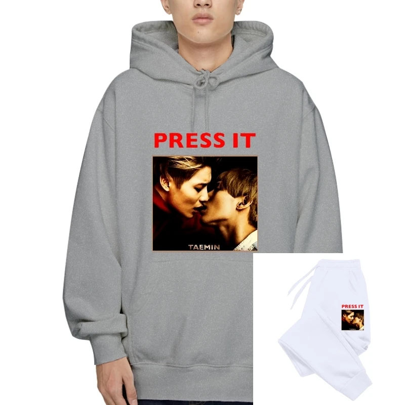 

Толстовка Taemin мужская с 3d принтом, базовый свитшот из хлопка, худи с флисовой подкладкой, простая повседневная одежда для прослушивания музыки, Лето-Осень 100%