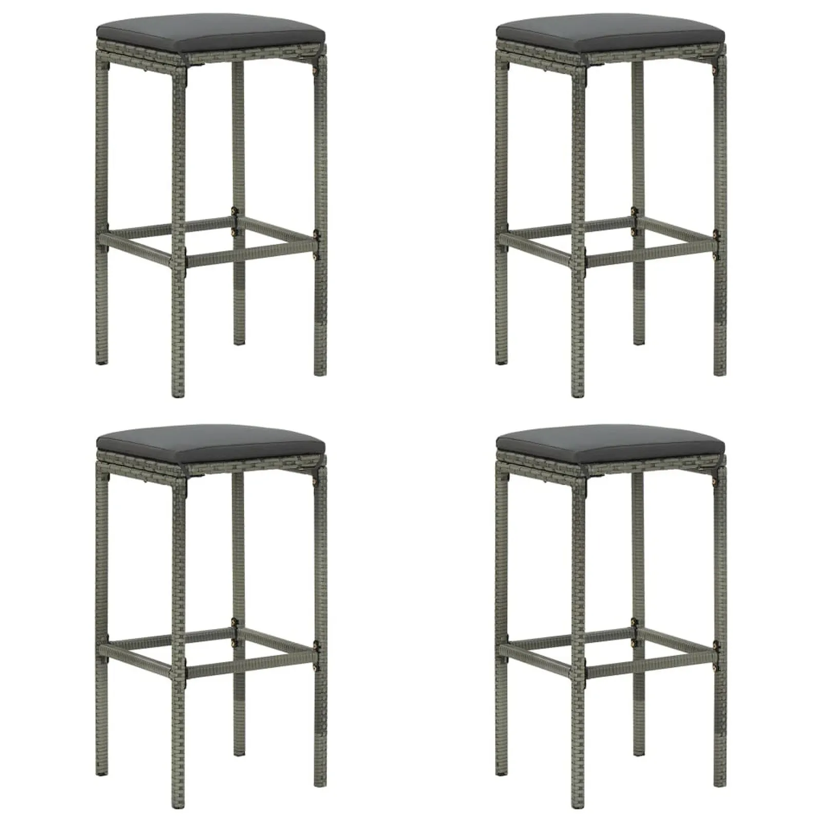 

Bar Stools with Cushions 4 pcs Gray Poly Rattan