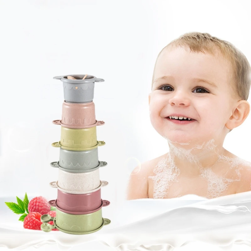 Stacking & Straining Cups Bath Toy Baby Bath Toys for Toddlers 1-3 Year Old Kids