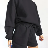 autumn new womens fleece thick loose hundred long sleeve sweater bag hip shorts set womens suit ensembles femme lqxf001