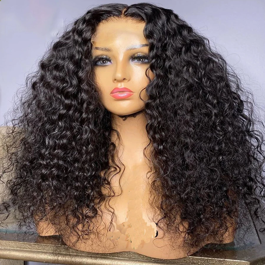 

Soft Kinky Curly 26 Inch Long Lace Front Wig For Black Women With Babyhair Daily Use Natural Black Cosplay Pre PluckedWig