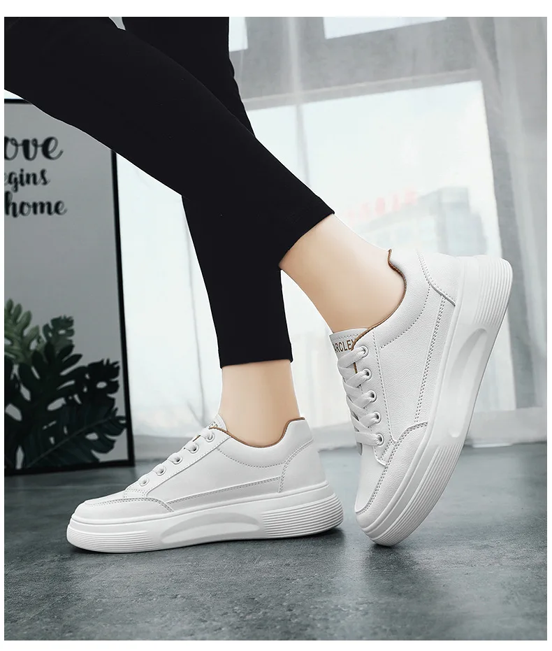 HKAZ-S New Thick Sole Small White Women's Shoes Simple Fashion Casual Comfortable Round Toe Outdoor Seasonal Trend on Discount