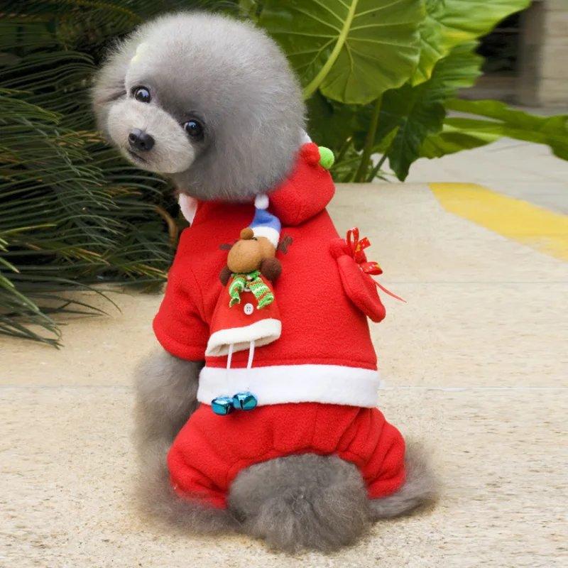 

2023 New Christmas Decoration Pet Dog clothes Winter Puppy Clothing Dogs Jumpsuit Dog Coat And Jacket Pet Four Legs Overcoat