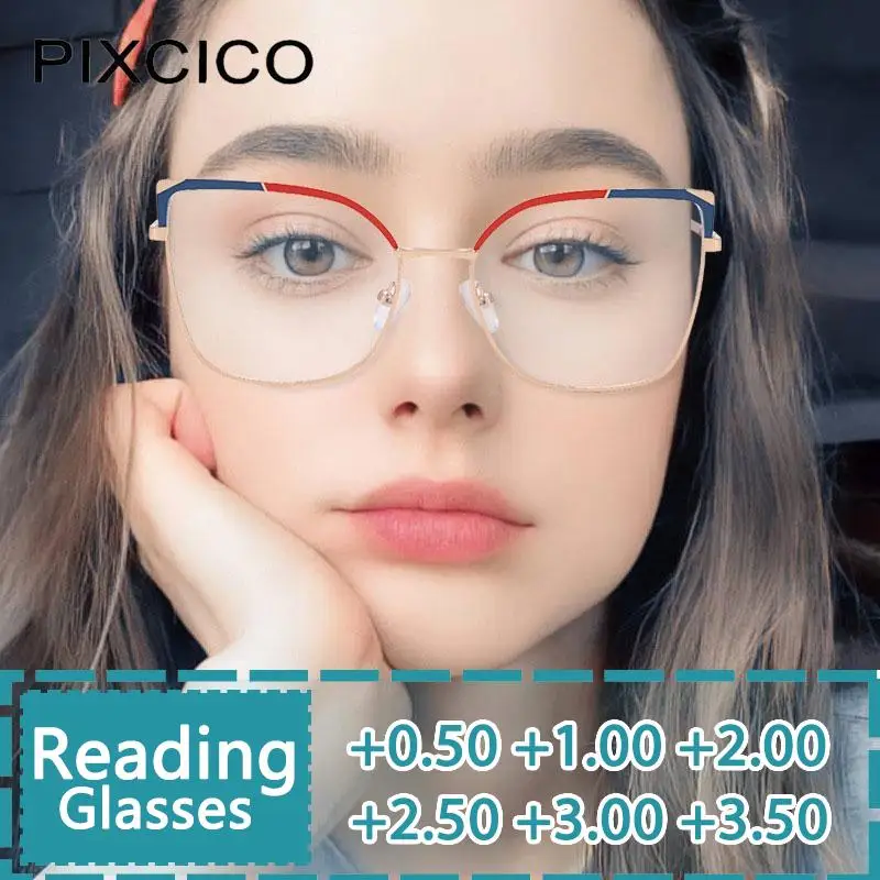 

R56588 новые модные ретро двухцветные сращивающиеся очки кошачий глаз для чтения + 100 + 200 + 300 женские очки для дальнозоркости