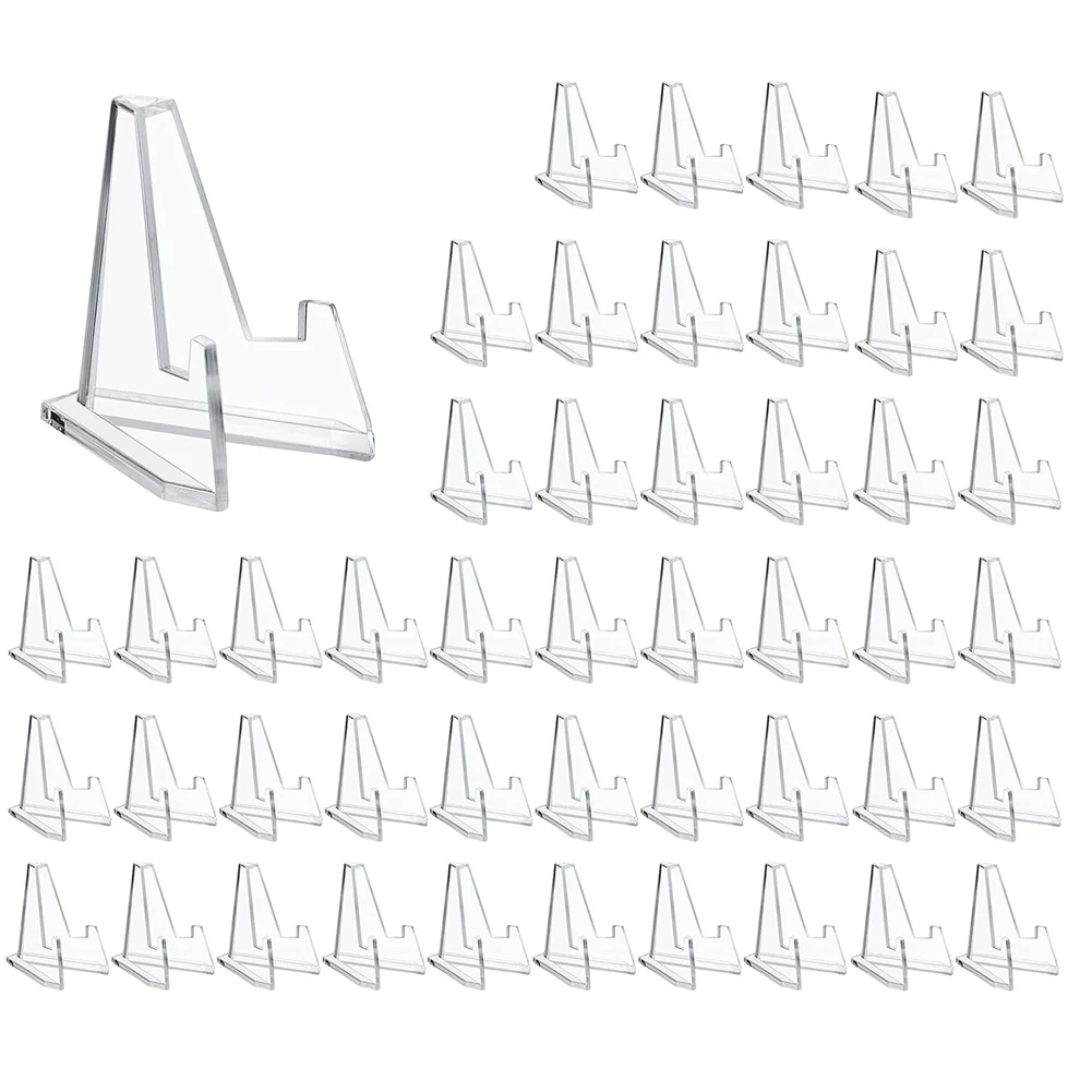 

48 Pieces Mini Clear Acrylic Easel Display Stands Sports Card Stands 2.25 Inch Coins Display Easels Stand