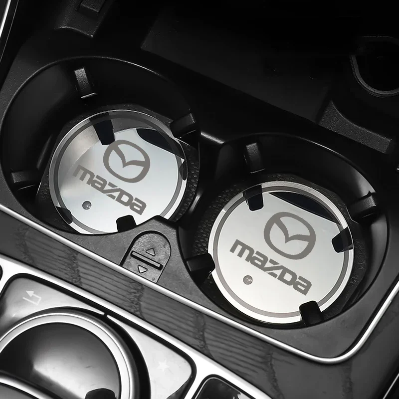 Фото 2 светящиеся подставки для автомобильных подстаканников Mazda, совместимые со всеми моделями CX-5, CX-30, Mazda6, светящиеся в темноте, нескользящие коврики для подстаканников, аксессуары №3