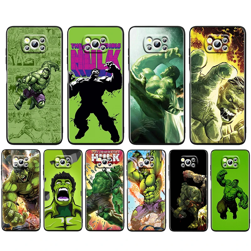 

Marvel superhero Hulk Soft Black Phone Case For Xiaomi Mi Poco X4 X3 NFC F4 F3 GT M5 M5s M4 M3 Pro C40 C3 5G Cover