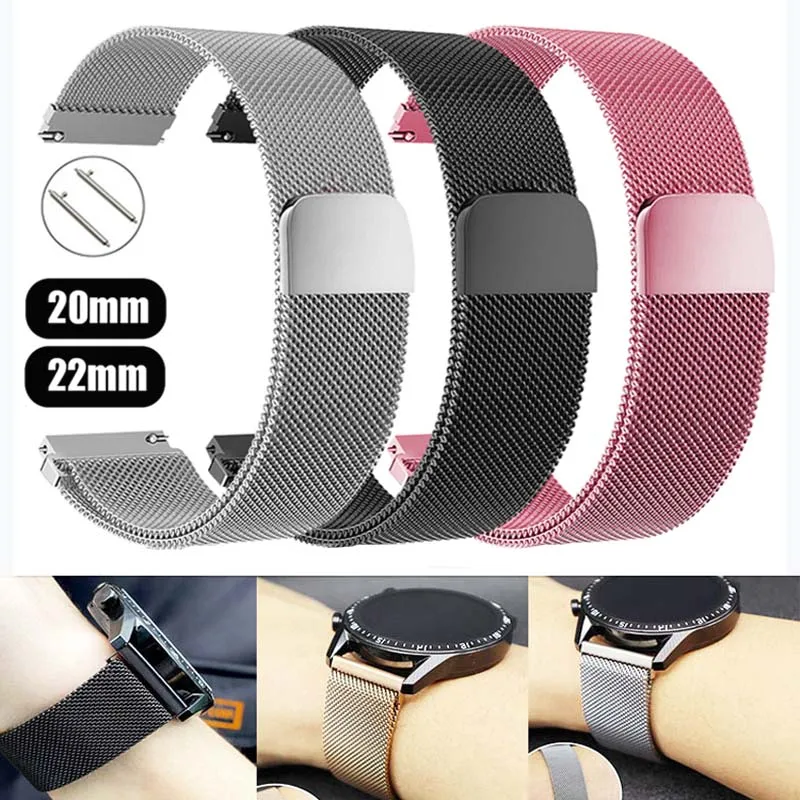 

Milanese Loop Strap For Samsung Galaxy watch 5/4 44mm 40mm/5 pro/4 Classic/Active 2 20mm/22mm Bracelet Huawei gt 2/3 pro band