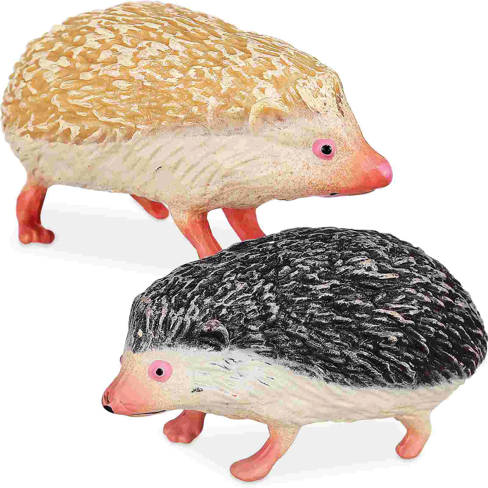 

2 Pcs Hedgehog Animal Figure Pet Toys Figurine Ornament Plastic Simulation Decor Wild Krats