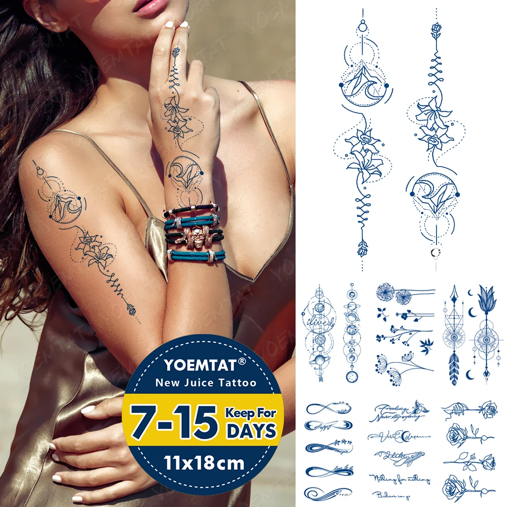 

Semi-Permanent Waterproof Temporary Tattoo Stickers Flower Henna Totem Juice Lasting Ink 7-15 Days Genipin Herbal Fake Arm Tatoo